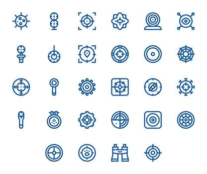 Scope Pixel Aligned Set with 28 64x64 Bold Line Icons vector