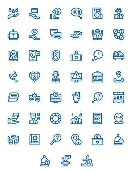 45 negrita línea píxel alineado íconos para ayuda gráficos vector