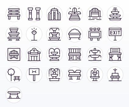 25 Regular Line Pixel Aligned Icons crafted for Public Space High Resolution applications vector
