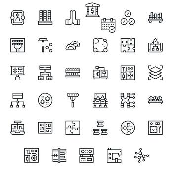 Components Icon Repository containing 35 Regular Line High Resolution Editable graphics vector