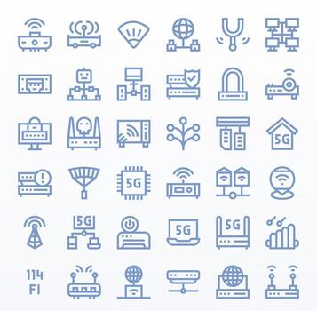 36 Bold Line Editable Icons crafted for Router High Resolution applications vector