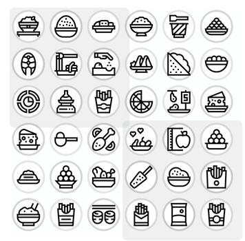 36 Pixel Optimized Bold Line Icons designed for Portion Interface vector