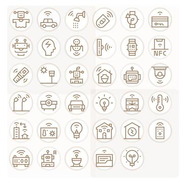 Smart Icon Library with 35 Regular Line High Resolution Detail Enhanced Designs vector