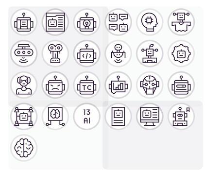 Ai Comprehensive Bundle with 25 Editable Regular Line High Resolution Icons vector
