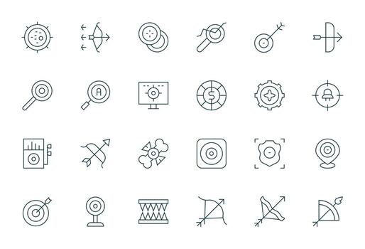24 256x256 íconos para objetivo en detalle mejorado Delgado línea formato vector