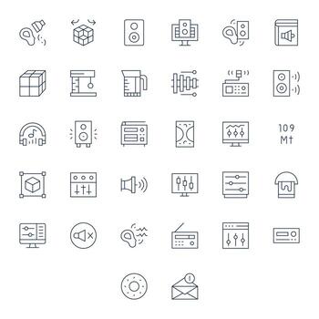 Volume Icon Repository containing 32 Thin Line High Resolution Detail Enhanced graphics vector