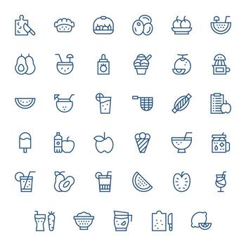 35 Regular Line Pixel Optimized Icons tailored for Fruit 128x128 interface vector