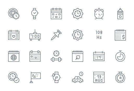 24 Thin Line Display Perfect Icons tailored for Schedule Retina Ready interface vector
