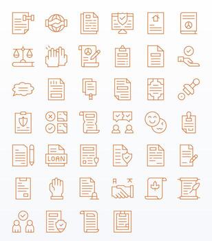 Agreement Icon Library with 40 Thin Line 256x256 Pixel Optimized Designs vector