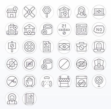 Thin Line PIXEL Perfect Icons from No Access Set with 32 128x128 Icons vector