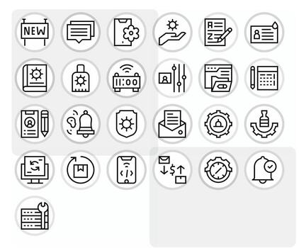 25 256x256 cuadrícula equipado íconos para actualizar en regular línea tema vector