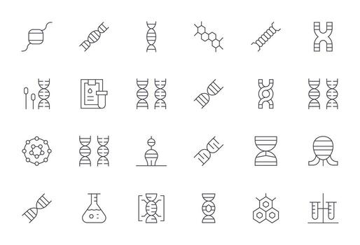 24 Thin Line Pixel Optimized Icons tailored for Biochemistry High Resolution interface vector