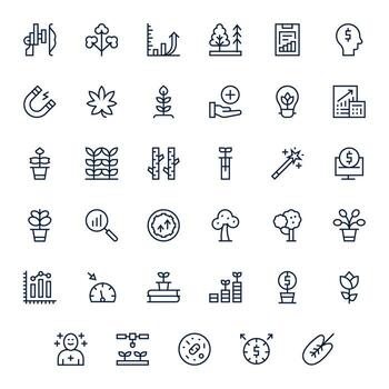 Growth Icon Toolkit featuring 35 Grid Fitted 256x256 Regular Line elements vector