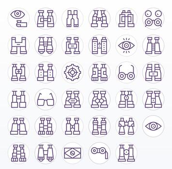 visión icono conjunto con 35 regular línea 64 x 64 píxel optimizado gráficos vector