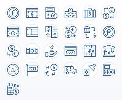 25 regular línea píxel optimizado íconos a la medida para euro 256x256 interfaz vector