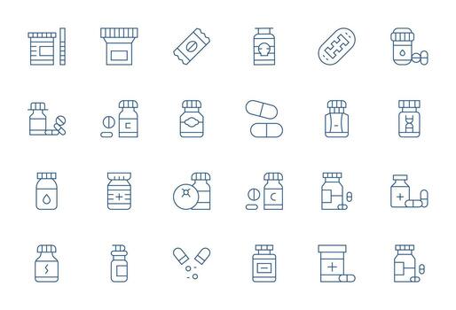 Capsule Ultimate Package with 24 High Resolution Thin Line Grid Fitted Icons vector