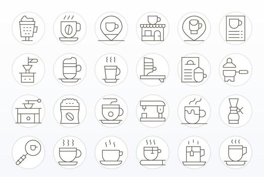 24 Thin Line Pixel Optimized Vectors for Espresso Theme