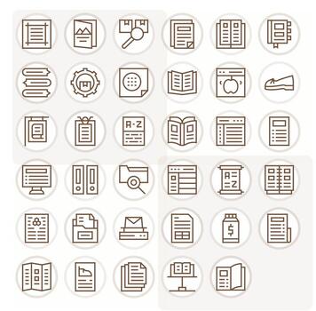 Catalog Ultimate Package with 35 High Resolution Regular Line Grid Fitted Icons vector