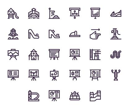 28 Icons for Slide featuring High Resolution Editable Bold Line Graphics vector