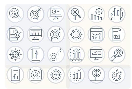 Kpi Design Icons featuring 24 Pixel Aligned Thin Line Style vector