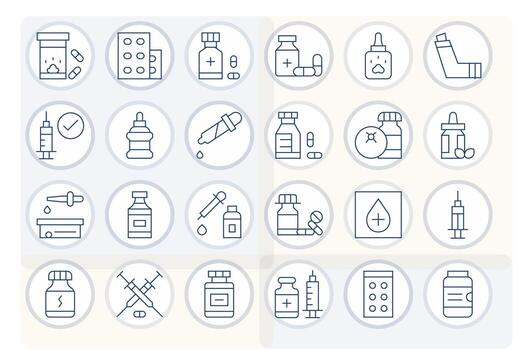Dosage Exclusive Set featuring 24 Thin Line PIXEL Perfect High Resolution Icons vector