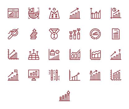 25 64x64 Icons for Increasing in Editable Regular Line Format vector