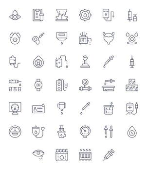 Fluid Complete Package with 40 128x128 Thin Line Grid Fitted Icons vector
