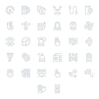 32 Thin Line Icons designed for Device in 64x64 Detail Enhanced format vector