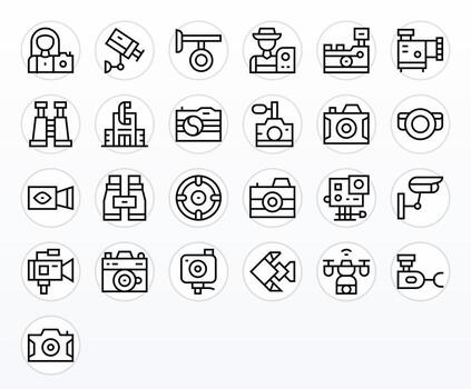 25 256x256 regular línea íconos para cámara con editable precisión vector