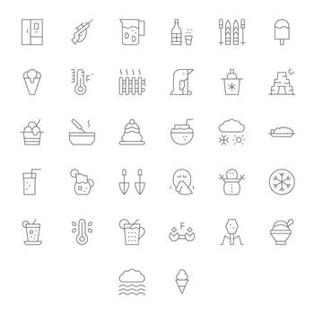 Cold Digital Pack containing 32 Display Perfect Thin Line High Resolution Icons vector