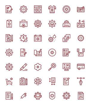 Modify Graphics Pack including 42 Regular Line High Resolution PIXEL Perfect Icons vector