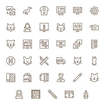 Graphic Design Graphics featuring 35 Regular Line Editable 256x256 Designs vector