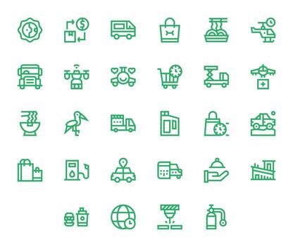 28 Editable Icons themed around Delivery in High Resolution Bold Line format vector
