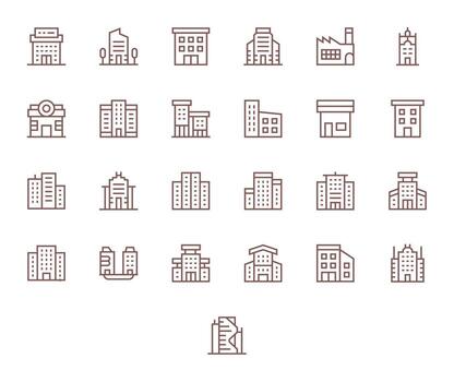 25 regular línea píxel optimizado íconos a la medida para comercial propiedad 64 x 64 interfaz vector