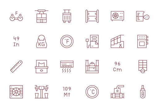 unidad exhaustivo haz con 24 monitor Perfecto Delgado línea retina Listo íconos vector