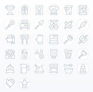 32 Thin Line Pixel Aligned Vectors for Baking Theme