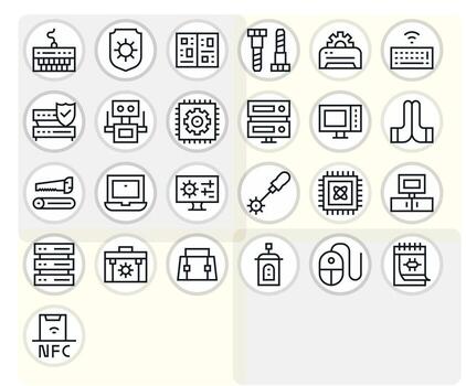 Hardware Modern Collection with 25 Regular Line Retina Ready Display Perfect Icons vector