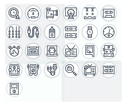 25 128x128 Regular Line Icons optimized for Analog Editable display vector