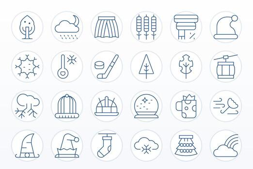 Winter Scalable Set featuring 24 Editable Thin Line High Resolution Icons vector