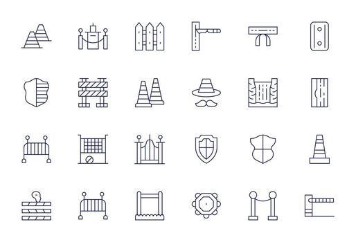 24 Thin Line Icons from Barrier in High Resolution Pixel Optimized Quality vector