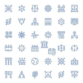 Connections Scalable Set featuring 36 Pixel Aligned Bold Line High Resolution Icons vector