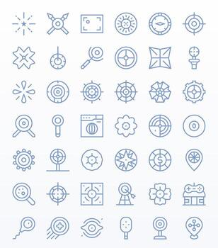 Center Icon Set with 42 Regular Line 128x128 Display Perfect Graphics vector