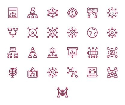 conexiones icono conjunto con 25 regular línea 128x128 píxel optimizado gráficos vector