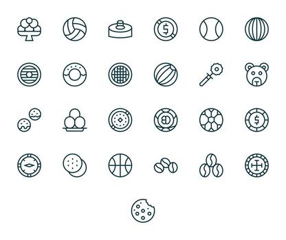 25 64x64 Regular Line Icons optimized for Round Editable display vector