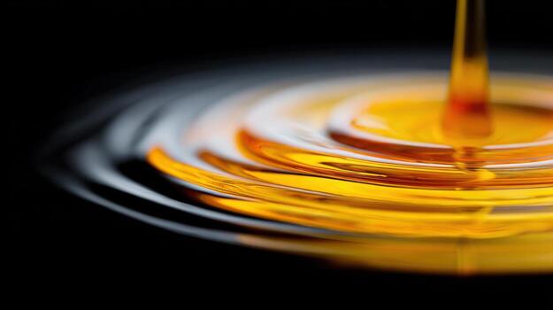 Golden Liquid Ripples In Motion. Capturing The Fluid Dynamics And Vibrant Hues Of Flowing Liquid photo