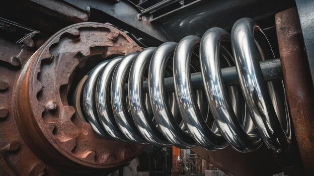 Metal Spring Inside of Rusty Machinery at Old Factory During the Daytime photo