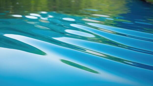 Calm Waters of the Lake During Summer Reflecting the Trees Above photo