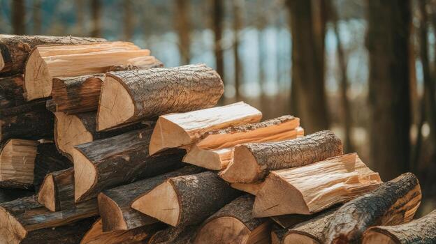 Stack of Chopped Firewood Logs in Woodland Forest Area During Daytime photo