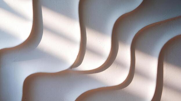 Curved Wall With Light and Shadow Creating Wavy Pattern Design photo