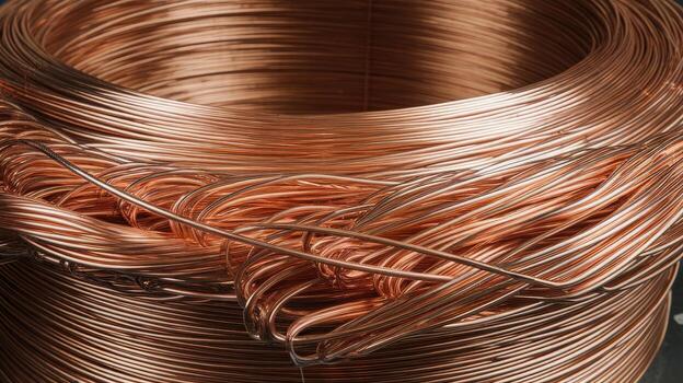 Coiled Copper Wire Ready for Electrical Applications in a Manufacturing Setting photo